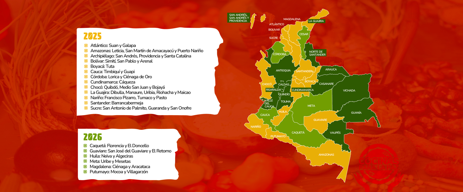 Mapa municipios Cocinas para la paz