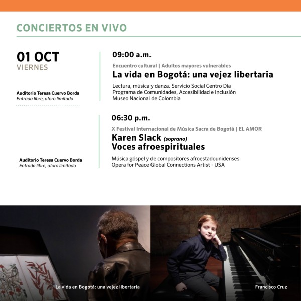 ¡Prográmate Conciertos en Vivo este 1 de Octubre en Museo Nacional de Colombia!