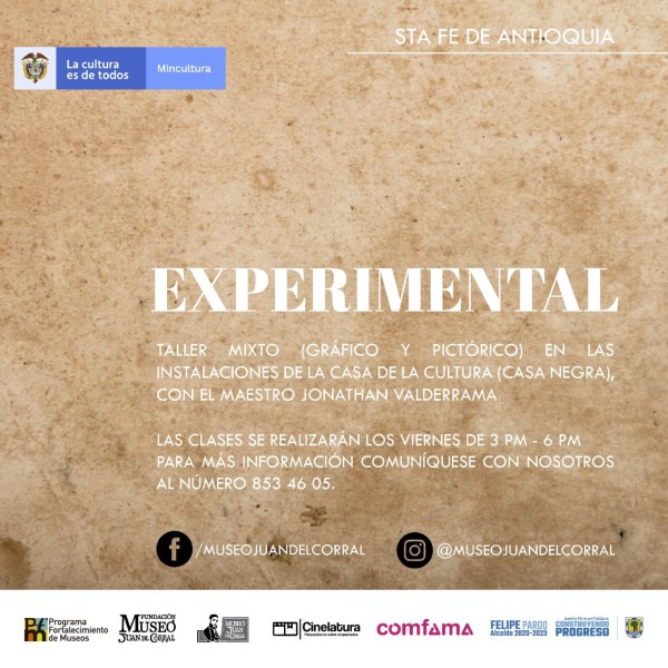Taller Experimental ´pictórico y gráfico` invita Museo Juan del Corral de Santa Fé de Antioquía
