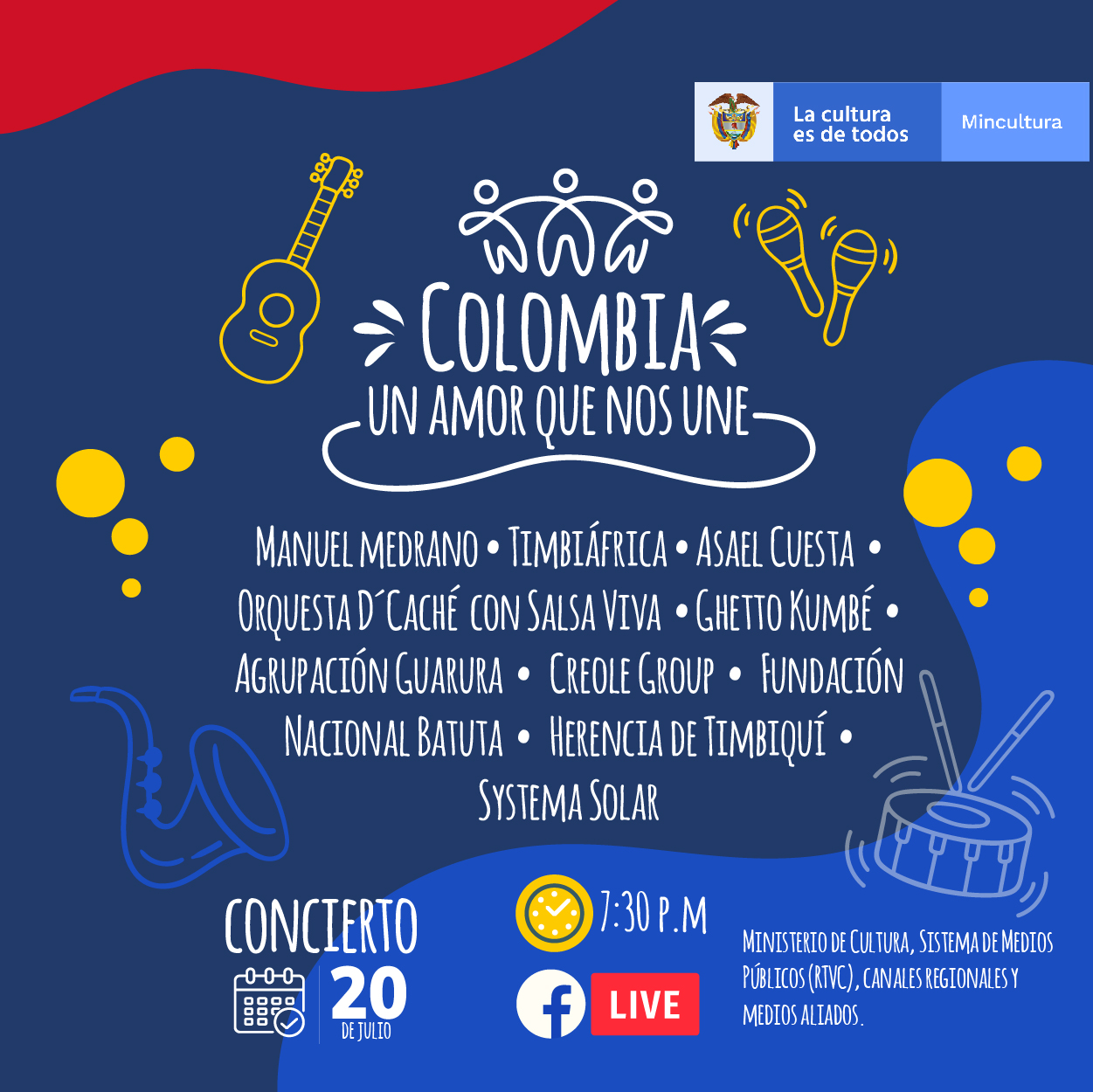 El 20 de julio se realizará el Gran Concierto Nacional ‘Colombia, un amor que nos une’ desde cuatro regiones del país