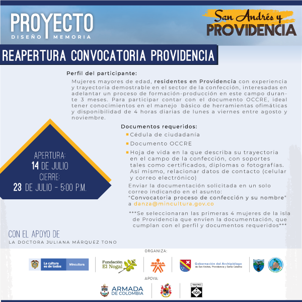 MinCultura reapertura la convocatoria ‘Diseño y Memoria’ en Providencia y anuncia ganadoras en San Andrés