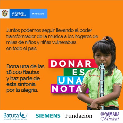 Donar es una nota una iniciativa para entregar 18.000 flautas a niños y jóvenes vulnerables de Colombia