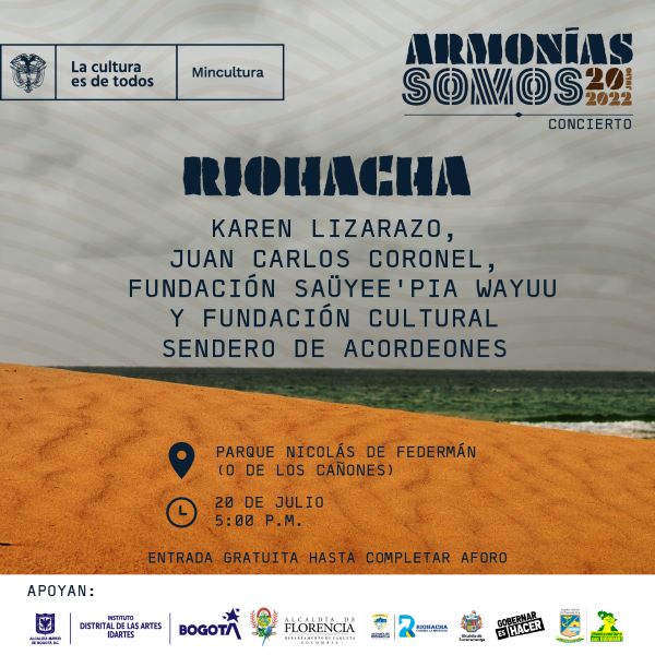 Llega a Riohacha el Gran Concierto Nacional 20 de Julio: “Armonías Somos”