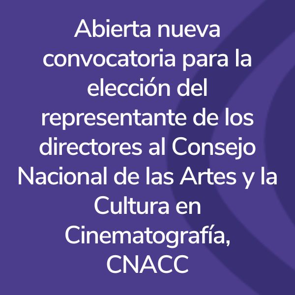Abierta nueva convocatoria para la elección del representante de los directores al Consejo Nacional de las Artes y la Cultura en Cinematografía, CNACC
