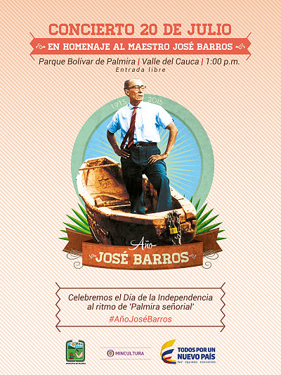 Ocho artistas rendirán tributo al maestro José Barros en el Concierto Nacional del 20 de julio en Palmira