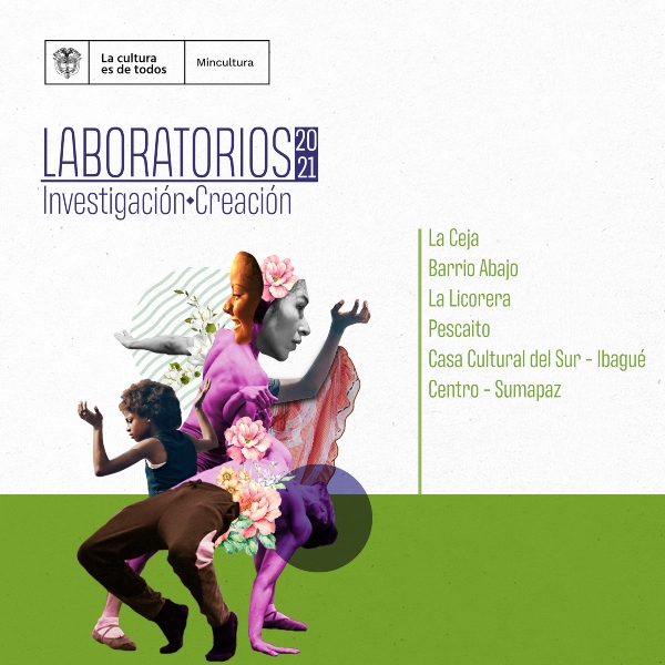 Lista de las zonas donde se llevarán a cabo los laboratorios, acompañado de una imagen con varias expresiones artísticas. 